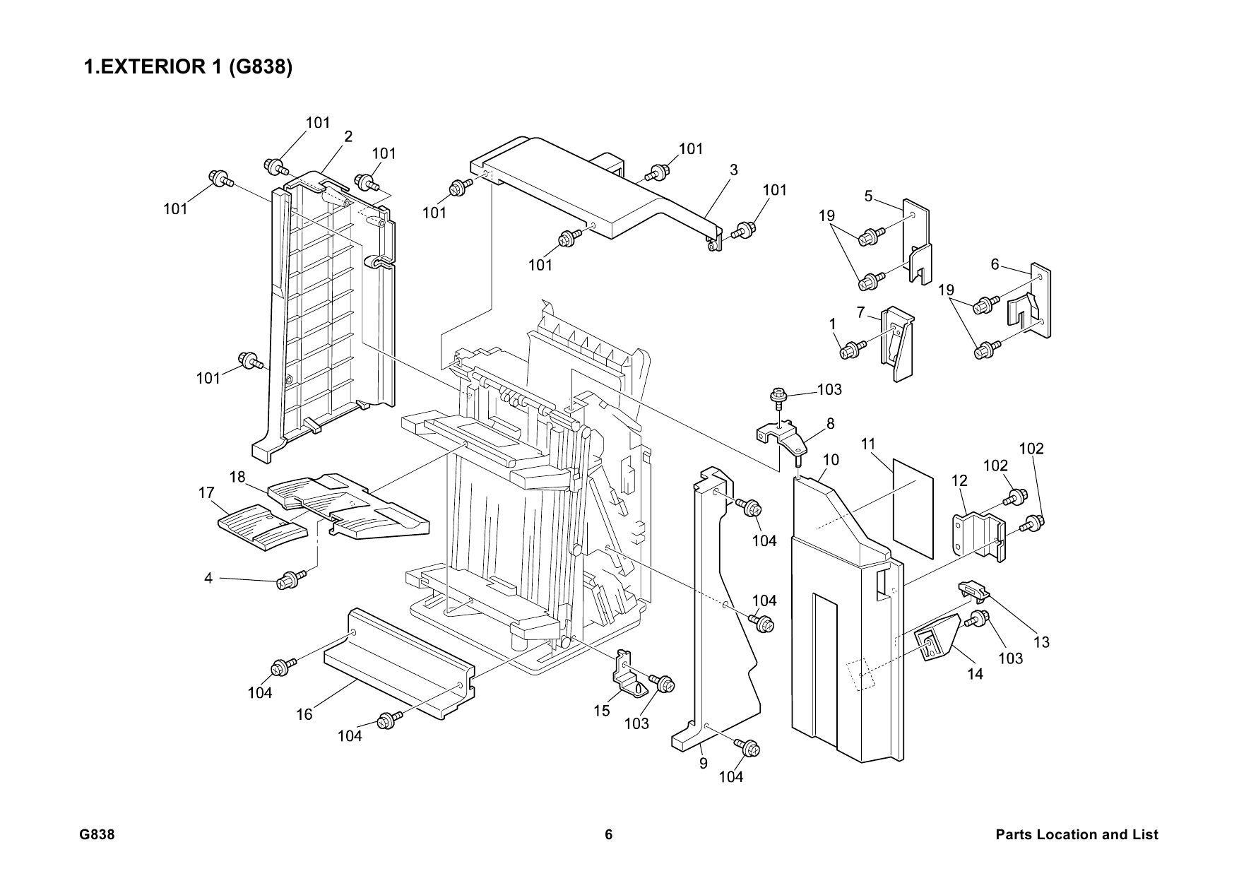 RICOH Options SR3040 G838 FINISHER Parts Catalog PDF download-3